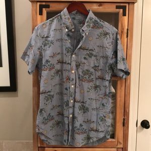 J Crew Light Weight Chambray Hawaiian Shirt